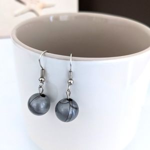 Gray beaded drop earrings